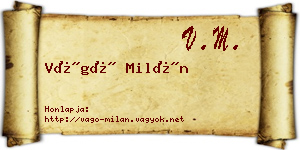 Vágó Milán névjegykártya